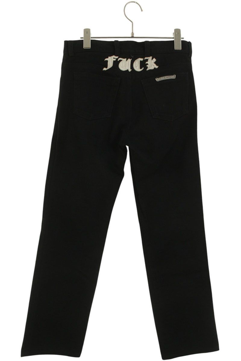 クロムハーツ DNM PANTS BLK フレアニーステッチデニムパンツ メンズ CHROME HEARTS クロムハーツ JEAN STRTLG FBRC クロスパッチ付き