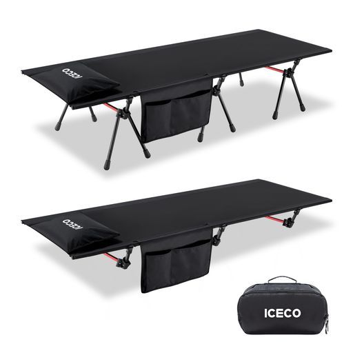 ワイドコットICECOコットキャンプ簡易ベッド 2WAYハイ|ロー切替 耐荷重180KG 静音設計 高密度1000Dポリエステルシート A7075アルミニウム合金フレーム 軽量幅広折りたたみ式組立…