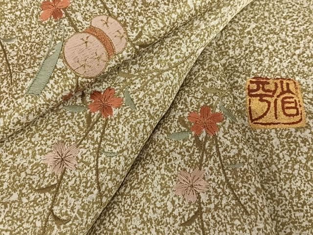 平和屋着物▽金彩友禅作家 金彩の魔術師 堀省平 金煌織 両面全通柄袋帯