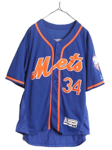 なクーポン配布中! MLB オフィシャル Majestic メッツ ベースボール シャツ メンズ M 程 古着 ユニフォーム ゲームシャツ メジャーリーグ 半袖シャツ 大リーグ