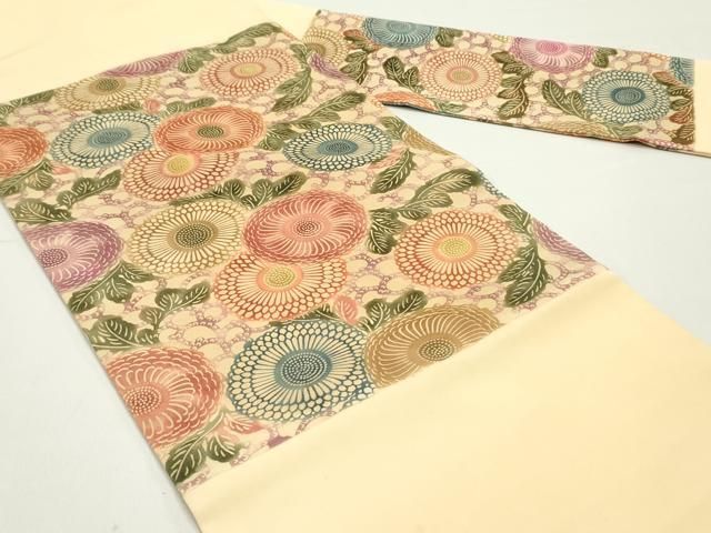 平和屋着物●塩瀬　九寸名古屋帯　本草木染　菊文　丁子色　正絹　逸品　DAAW6737ob 平和屋着物○塩瀬 九寸名古屋帯 本草木染 菊文 丁子色 正絹 逸品