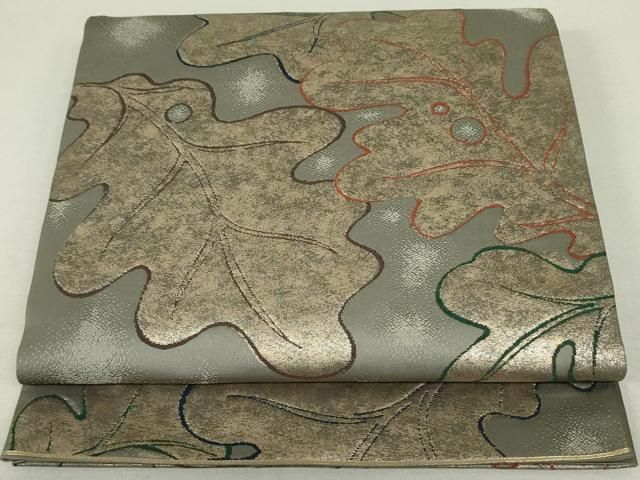 平和屋着物●西陣　白綾苑大庭　六通柄袋帯　舞葉文　引箔　正絹　逸品　DAAT0508ob 平和屋着物○西陣 白綾苑大庭 六通柄袋帯 舞葉文 引箔 正絹 逸品