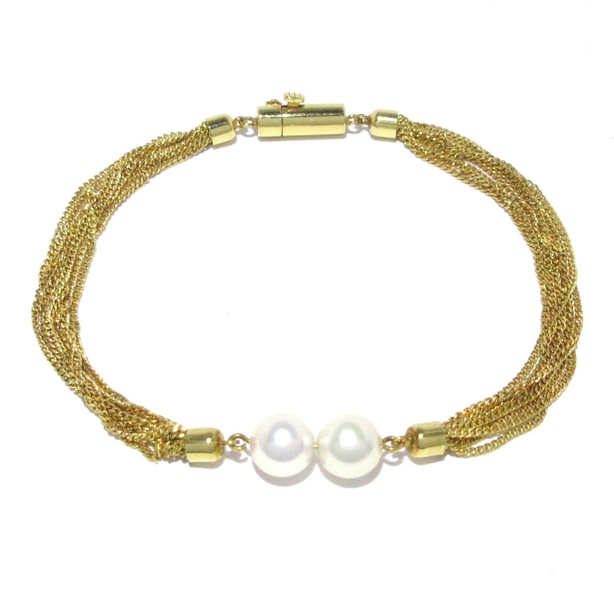 【MIKIMOTO】K18 パール ブレスレット mikimoto(ミキモト) ブレスレット - K18YG 4Pパール/ハート