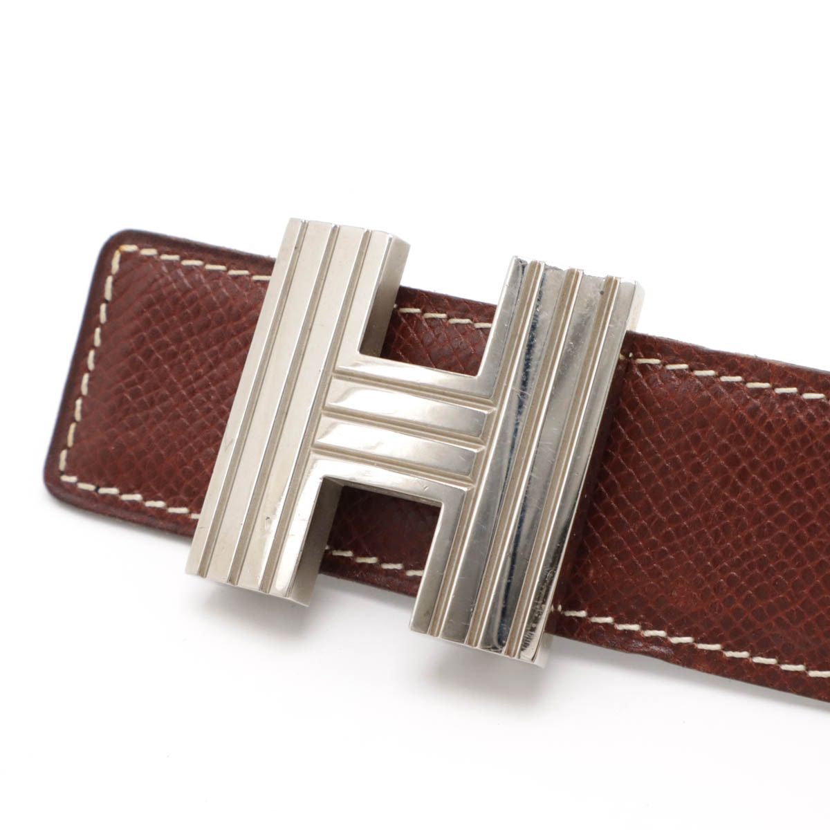 HERMES エルメス Hロゴ ベルト リバーシブル レザー ルージュ