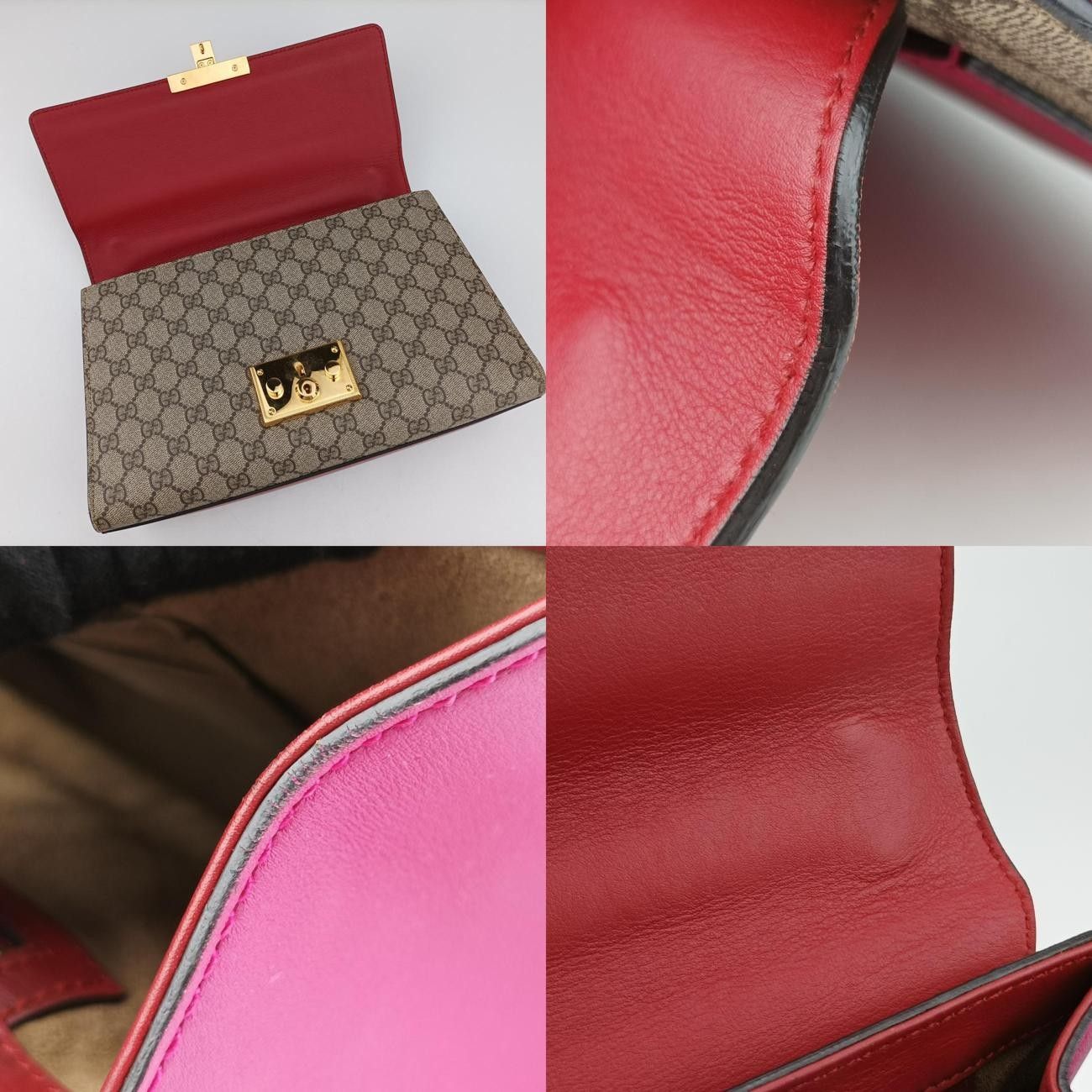 グッチGucciパドロックベージュ×レッド×マルチ PVCコーティングキャンバス×レザー409486B019089421 DECORATOM_COM_BR