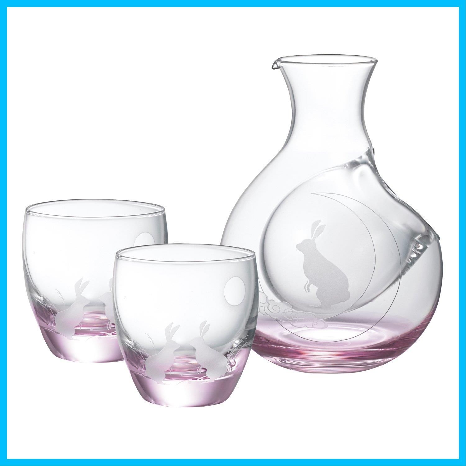 商品 16-756-5 カラフェ-約口径3.8×幅9.4×高さ12.5cm 丸酒杯-約直径5.7×高さ6.1cm ウサギ 大塚硝子 Otsukaglass ガラス カラフェ-酒杯 セット