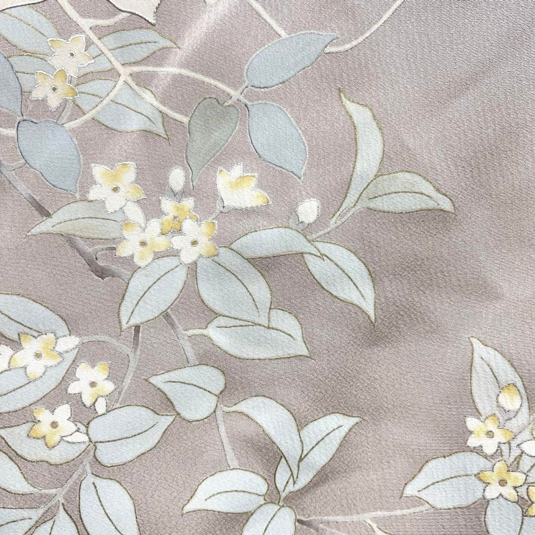 未着用 付け下げ 単衣 銀駒刺繍 金彩 銀彩 鉄線花 リーフ 着物