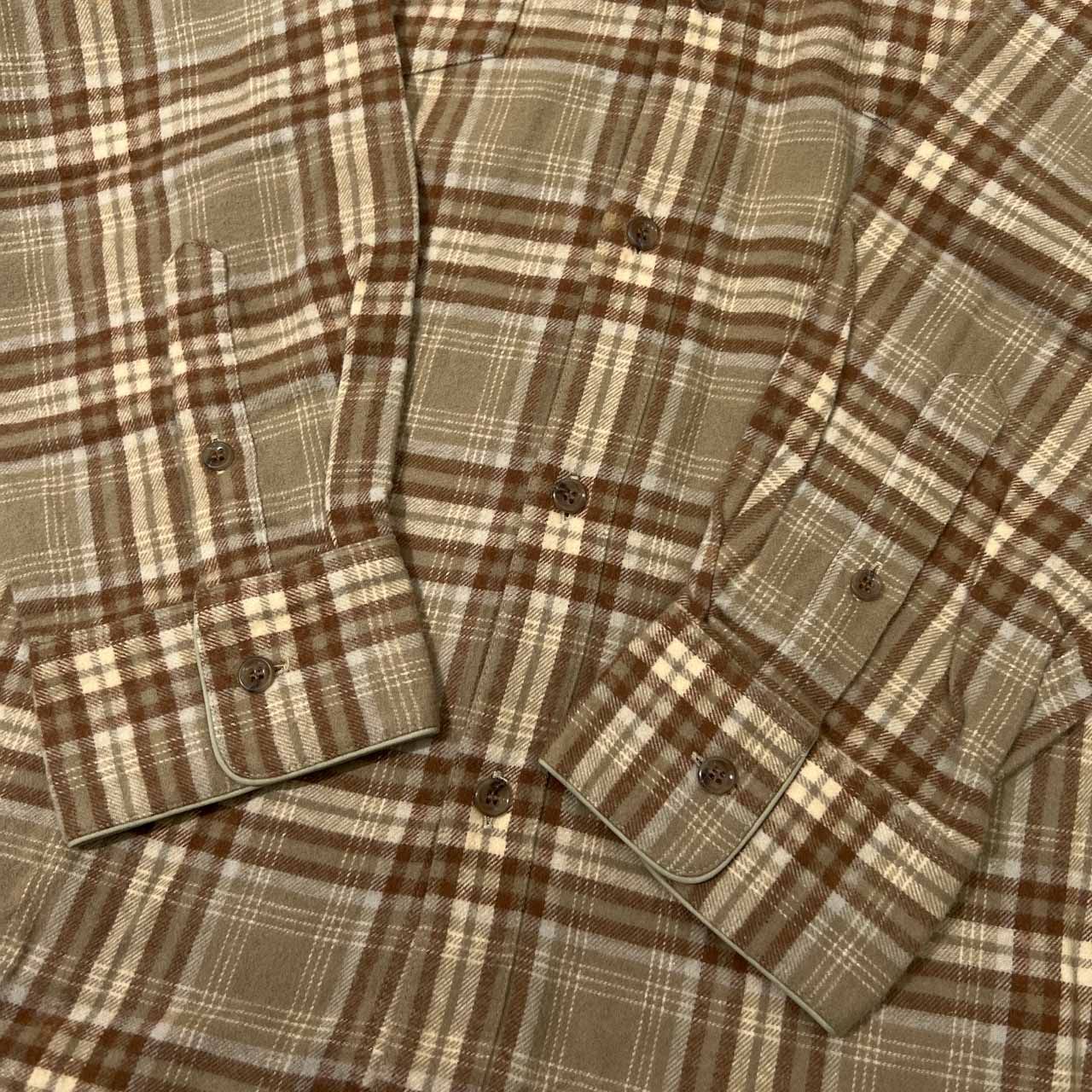 【美品】秋物 PAPAS PLUS パパスプラス ネルシャツ L PAPAS パパス チェック柄 フランネル コットン 長袖 ネルシャツ
