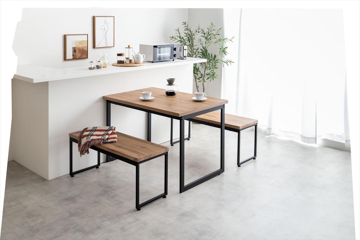 3点セット】Moku 幅110cmダイニングテーブル+ダイニングベンチ2
