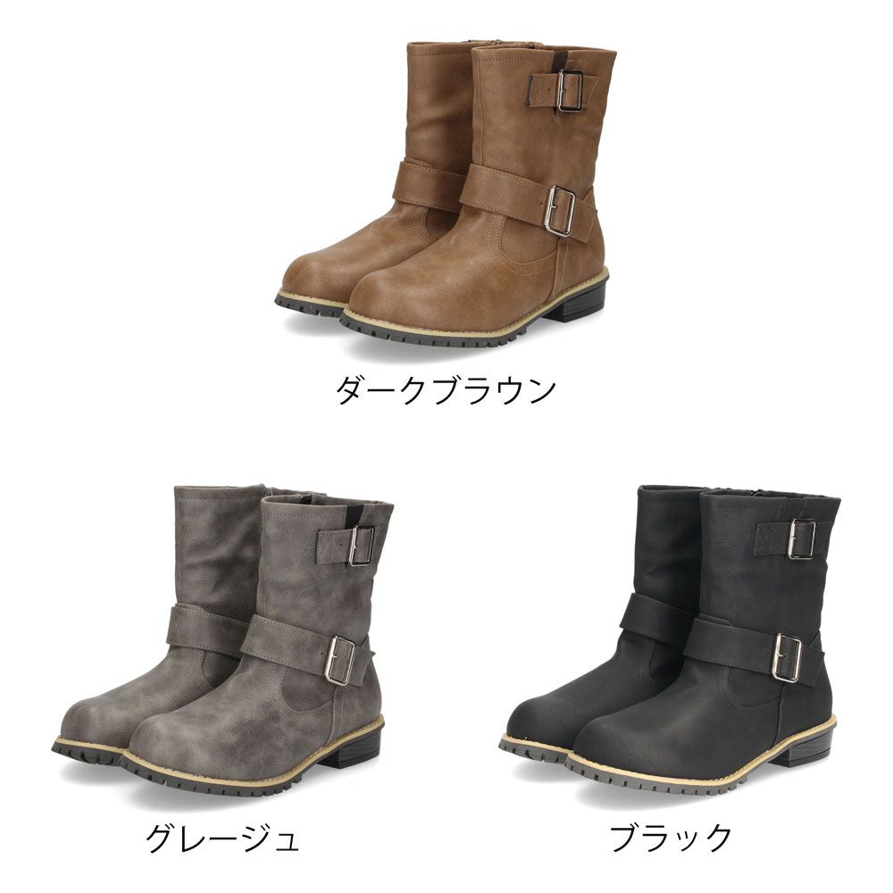 ブーツ レディース ショートブーツ 黒 茶色 厚底 合皮