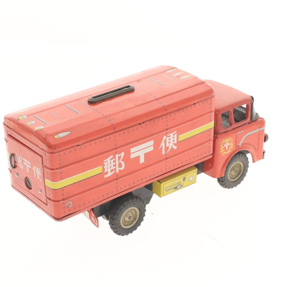 □ マルサン林玩具 ブリキ おもちゃ 貯金箱 郵便車 郵便局