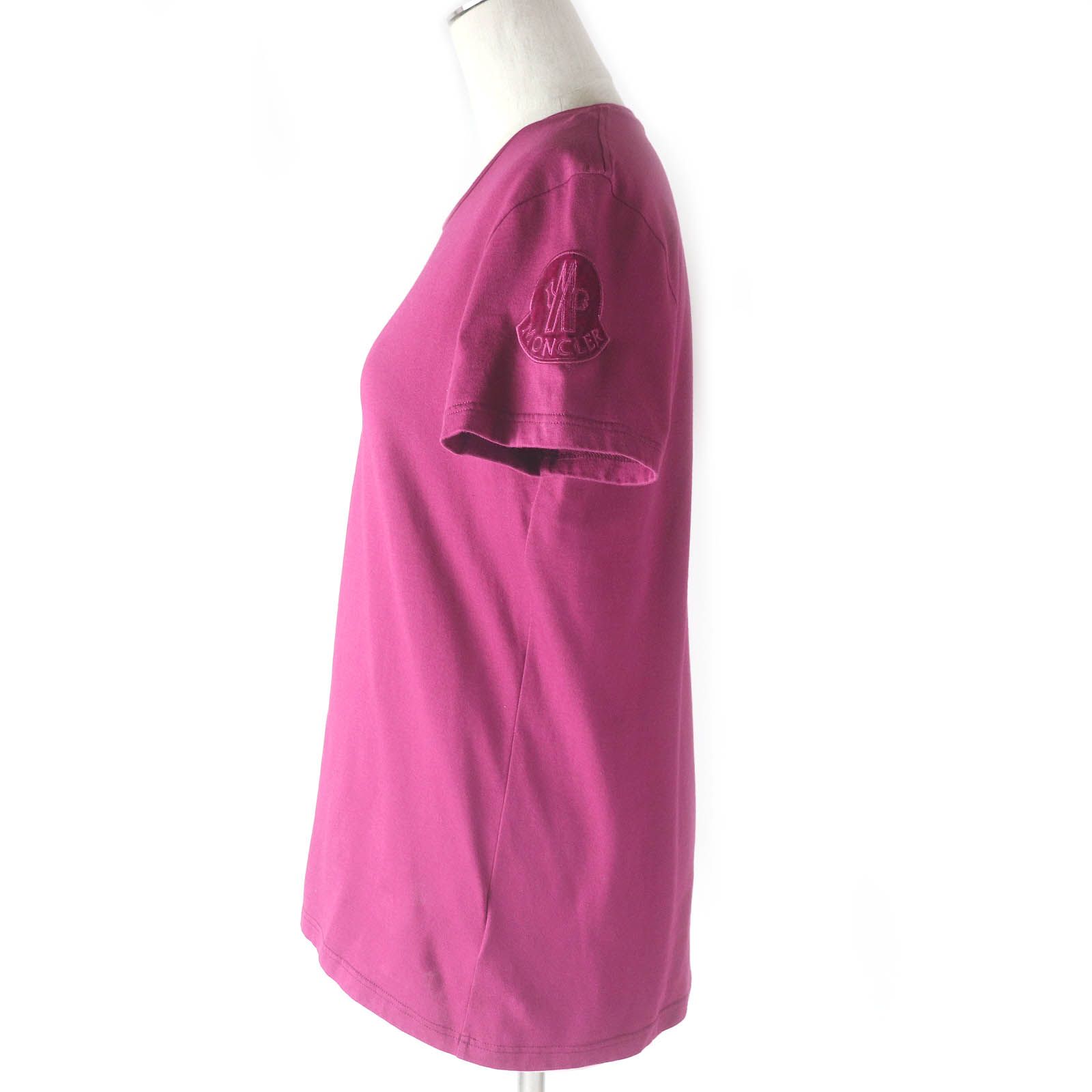 美品□MONCLER モンクレール 19SS T-SHIRT GIROCOLLO コットン ロゴワッペン付き カットソー Ｔシャツ パープル L 正規品 レディース 美品□MONCLER モンクレール 19SS T-SHIRT GIROCOLLO コットン
