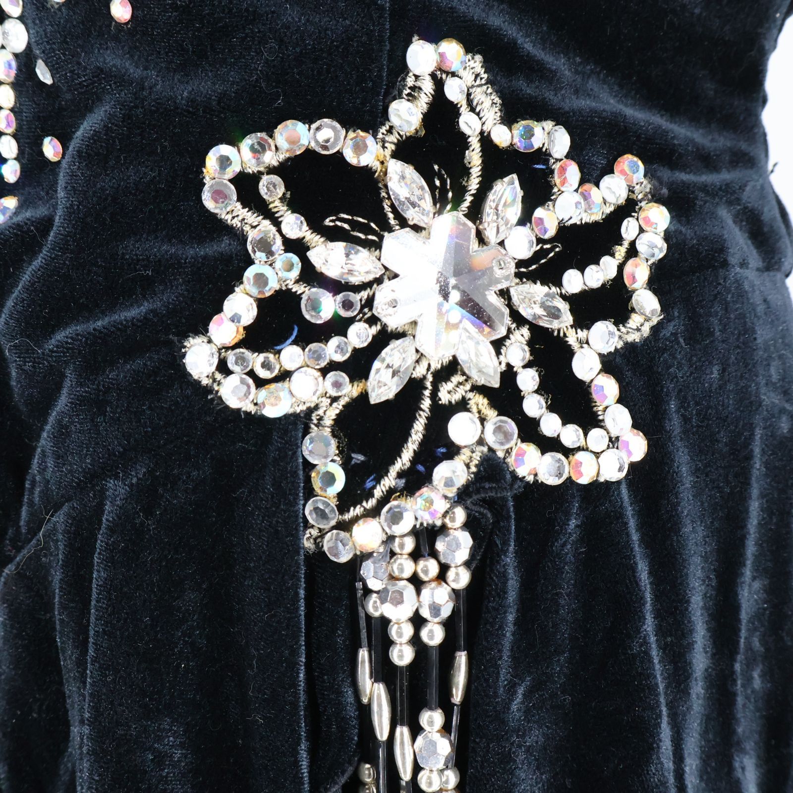 社交ダンス衣装】ブラック ラテン ワンピース ドレス 黒 ベロア  