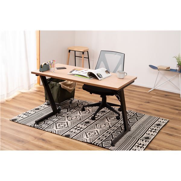 デスク/パソコンデスク ナチュラル Z型脚 アジャスター付 組立品