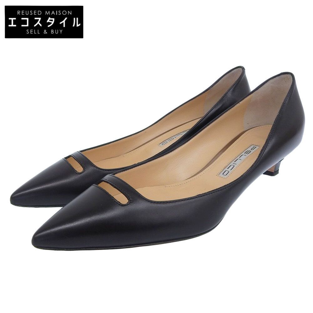PELLICO ペリーコ ANDREA レザー ポインテッドトゥ パンプス レディース ブラック 38 2340 38