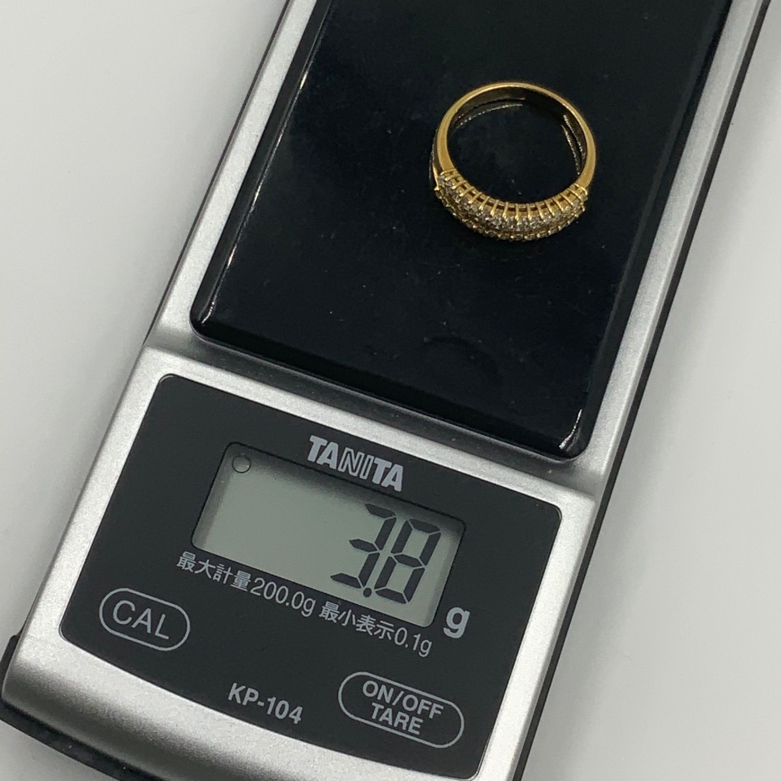 K18 18金 ハーフエタニティ ダイヤモンドリング パヴェダイヤ 3.8g 約 
