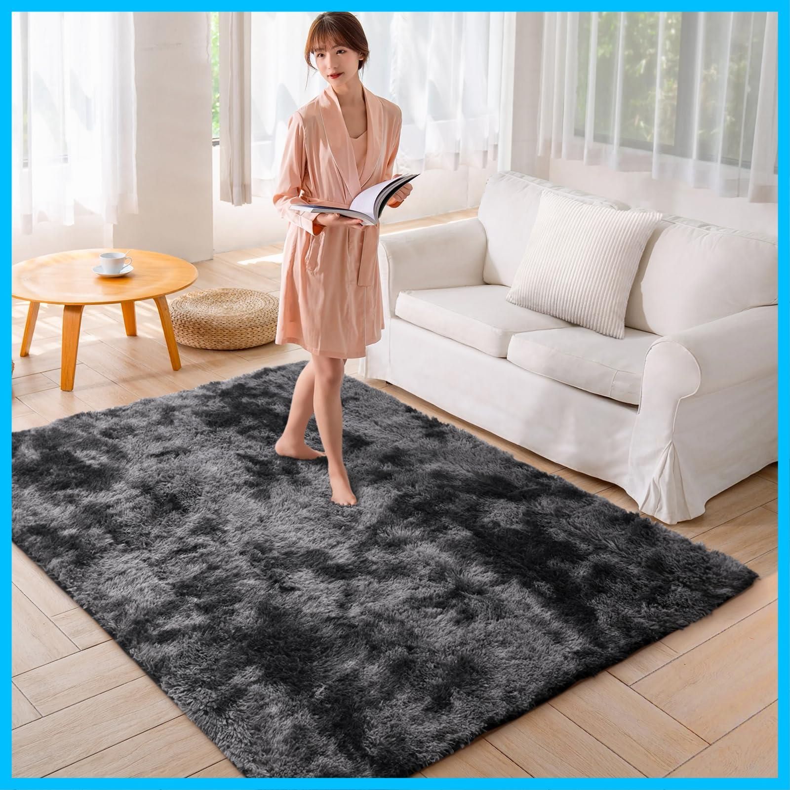 新品☆販売終了品☆ニトリ やわらかシャギーラグ ネイビー185✕185