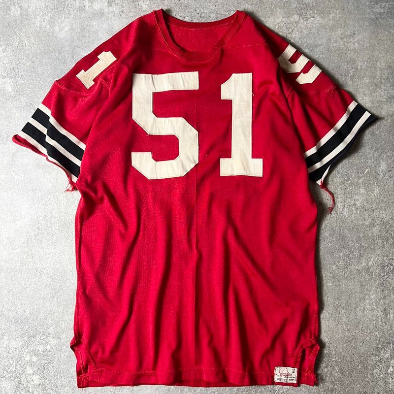 希少 60s Spanjian Vintage フットボールジャージ ビンテージ 雰囲気系 60s Spanjian ナンバリング パッチ レーヨン フットボール T