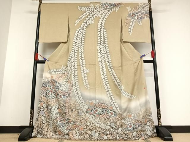 平和屋着物●訪問着　作家物　辻が花　暈し染め　ロング丈　正絹　逸品　AAAW4201np 平和屋着物○訪問着 作家物 辻が花 暈し染め ロング丈 正絹 逸品