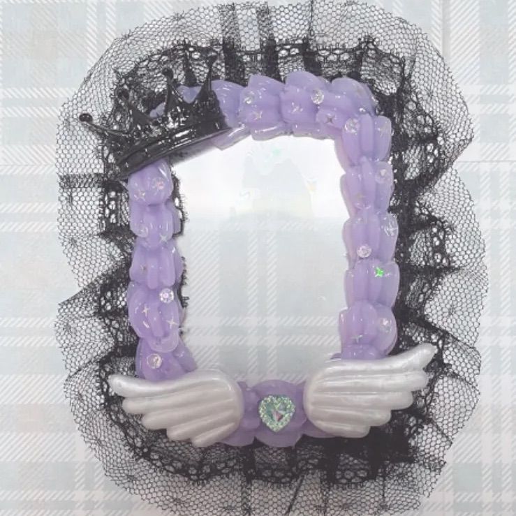 現品販売 デコ硬質ケース アイボリー×黒チェック 天使のはね B7サイズ デコ硬質ケースNo.171 ♡現品販売♡ デコ硬質ケース 水色×チェック メイド