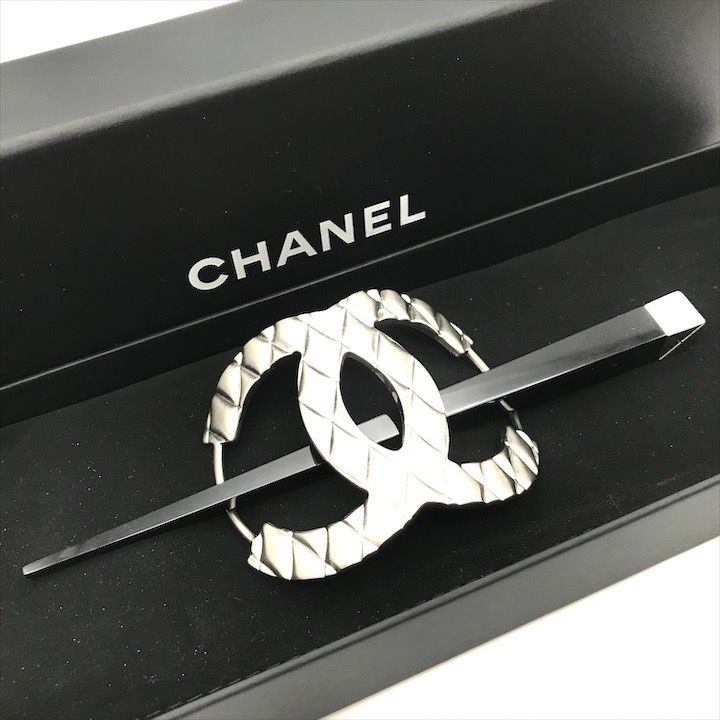 展示品 CHANEL シャネル ココマーク マトラッセ ダイヤカット かんざし ヘアー アクセサリー シルバー ブラック a3282 - メルカリ