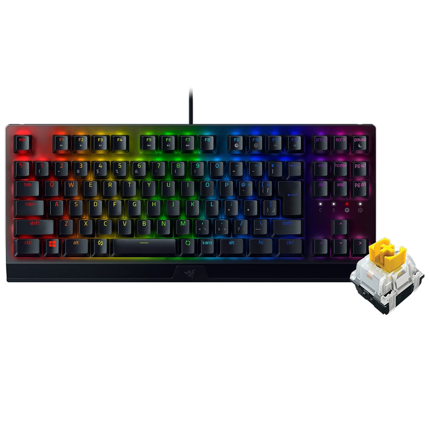 Razer ゲーミングキーボード テンキーレス メカニカルキーボード BlackWidow V3 Tenkeyless JP - Yellow Switch メカニカル イエロー軸 クリアハウジング Chroma RGB 高耐久アルミ製トッププレート 印
