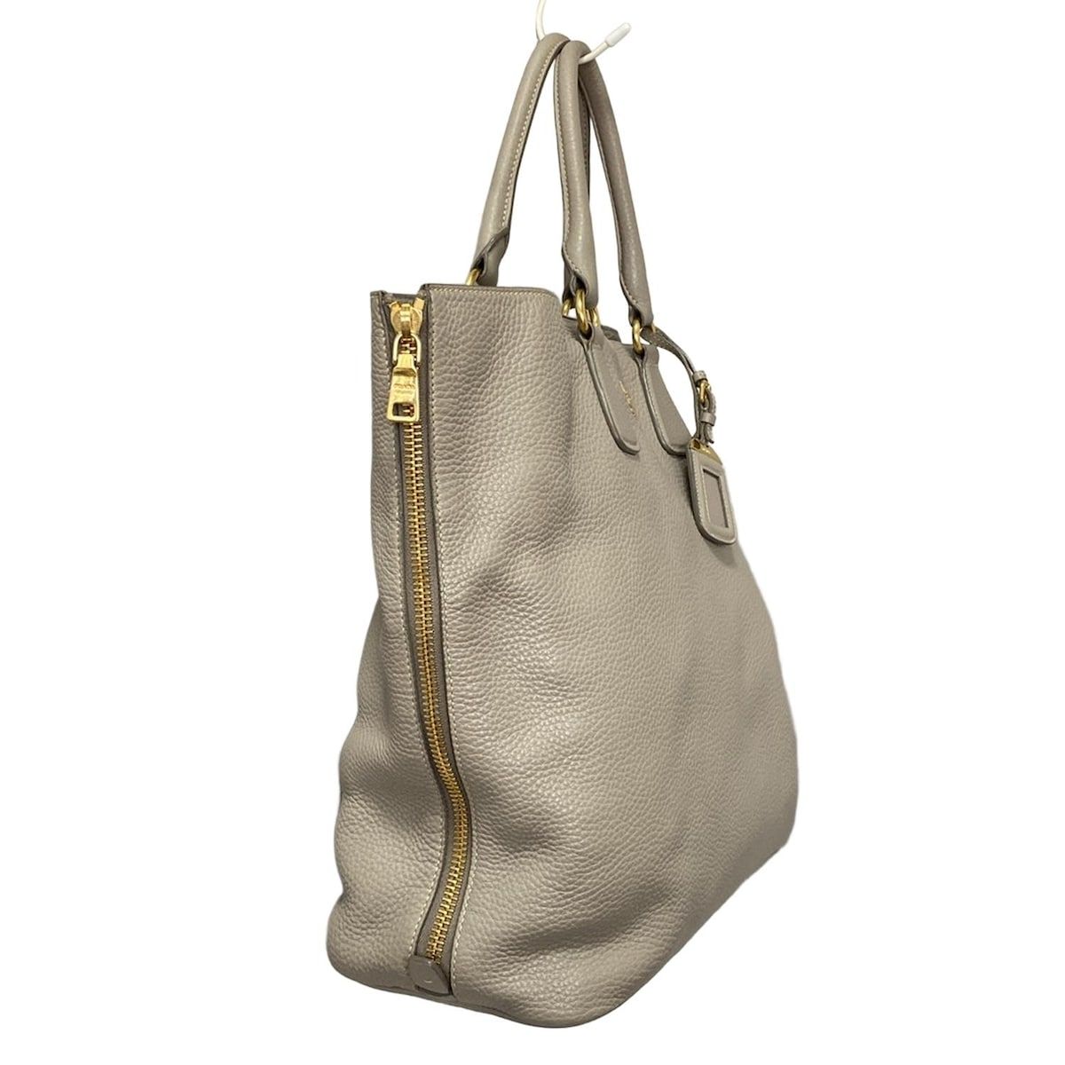 PRADA プラダ トートバッグ - BN2419 グレー 革タグ レザー