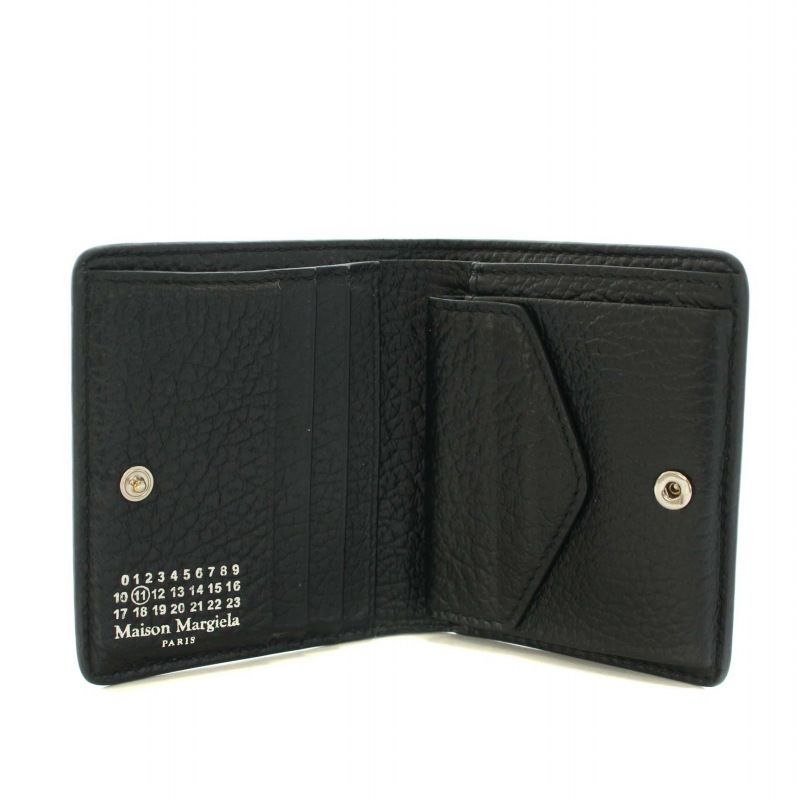 通販最安値メゾンマルジェラ Leather popper wallet ミニ財布 二つ折り 折り財布