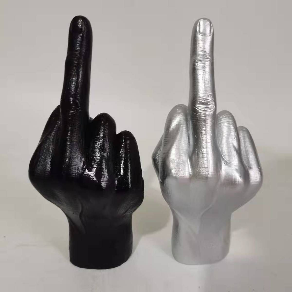 「fuck hand」 置物 オーナメント 黒 シルバー 手作り 装飾 オブジェ リビング 雑貨 インテリア モダン 彫刻 シルバー ブラック 4-7