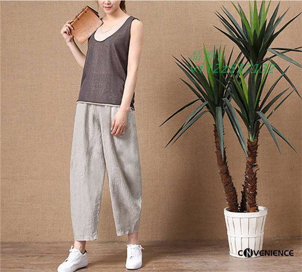 サルエルパンツ ワイドパンツ レディース 綿麻 リネン 長ズボン 細身 20代30代40代50代 美脚 脚長 大きいサイズ スカンツ ハイウエスト ガウチョパンツ  vii2z537132