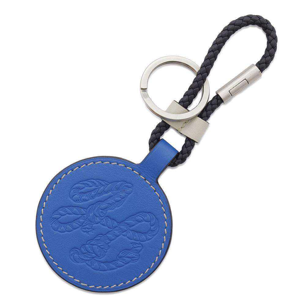 エルメス キーホルダー Hタトゥアージュ ブルーイドラ|シルバー金具 レザー HERMES チャーム