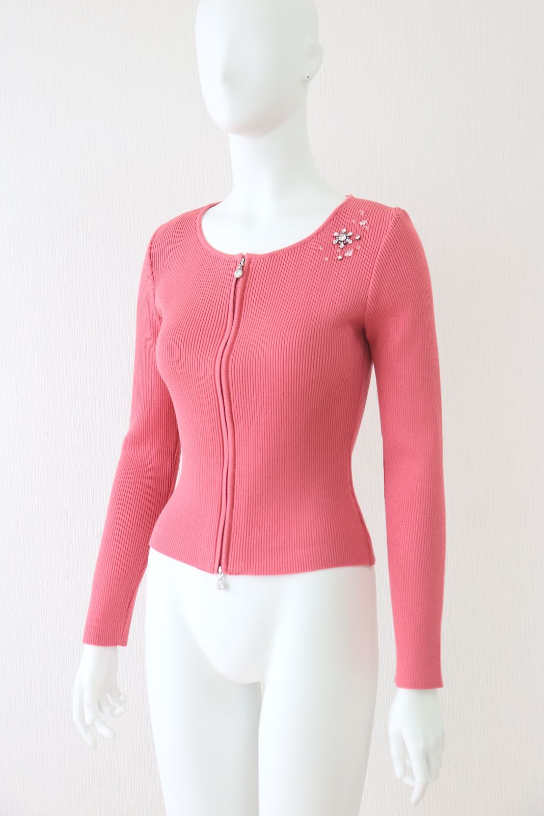 Rene ビジューリブニットカーディガン 6912680 ピンク 36サイズ ルネ