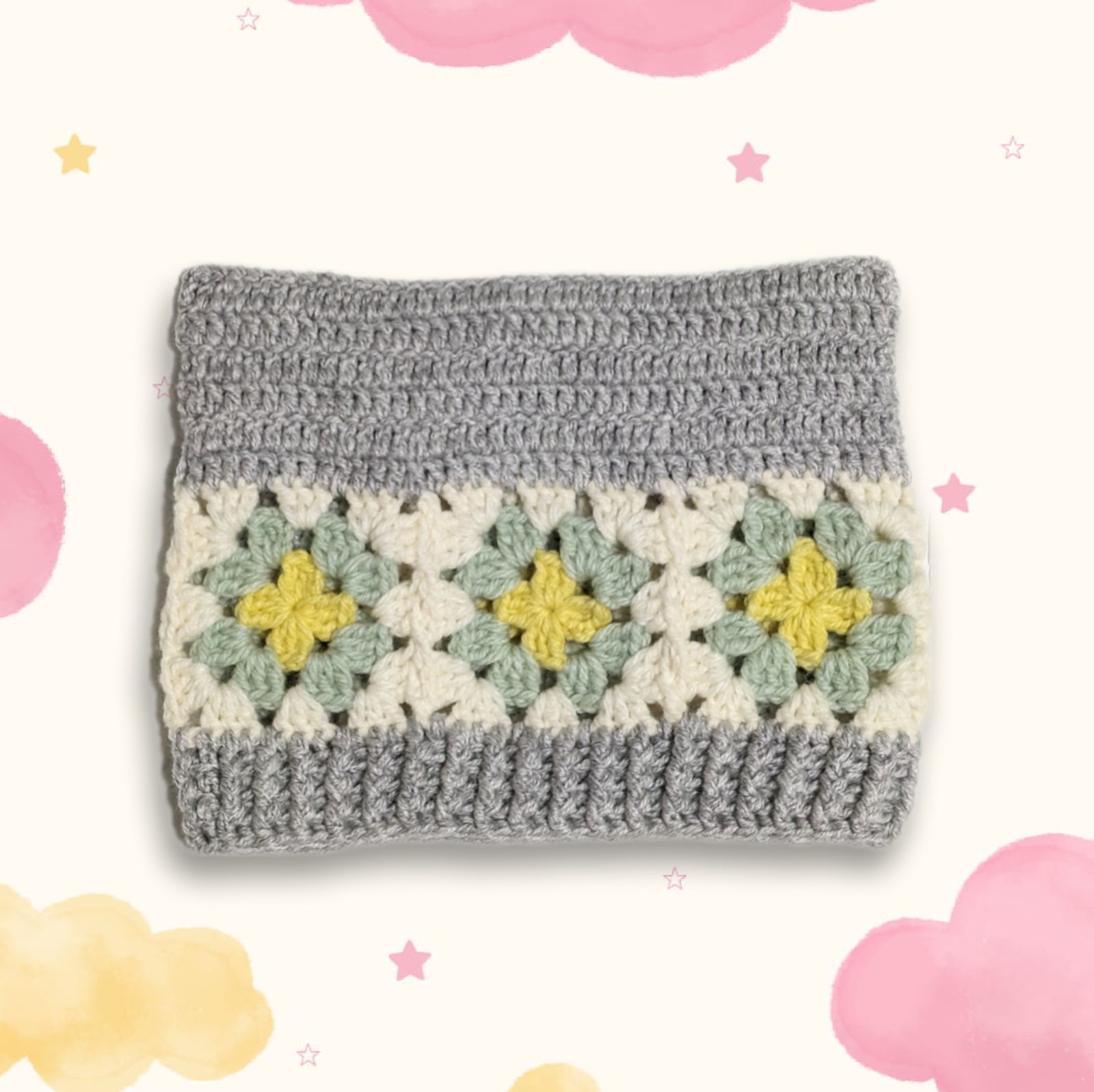 ハンドメイド^._.^猫耳狐耳ニット帽☺︎グラニースクエア★¨̮ファー耳当てもふもふ ハンドメイド グラニースクエア 猫耳ニット帽 レディース ＊232