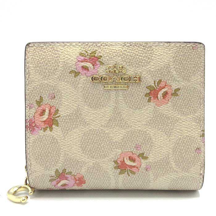 コーチ 二つ折り財布 COACH シグネチャー フローラル プリント パスケース付き CAR14 IMSAS アウトレット レディース