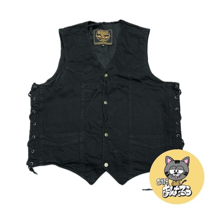 ミルウォーキー 古着 ベスト ブラック デニム地 XXL