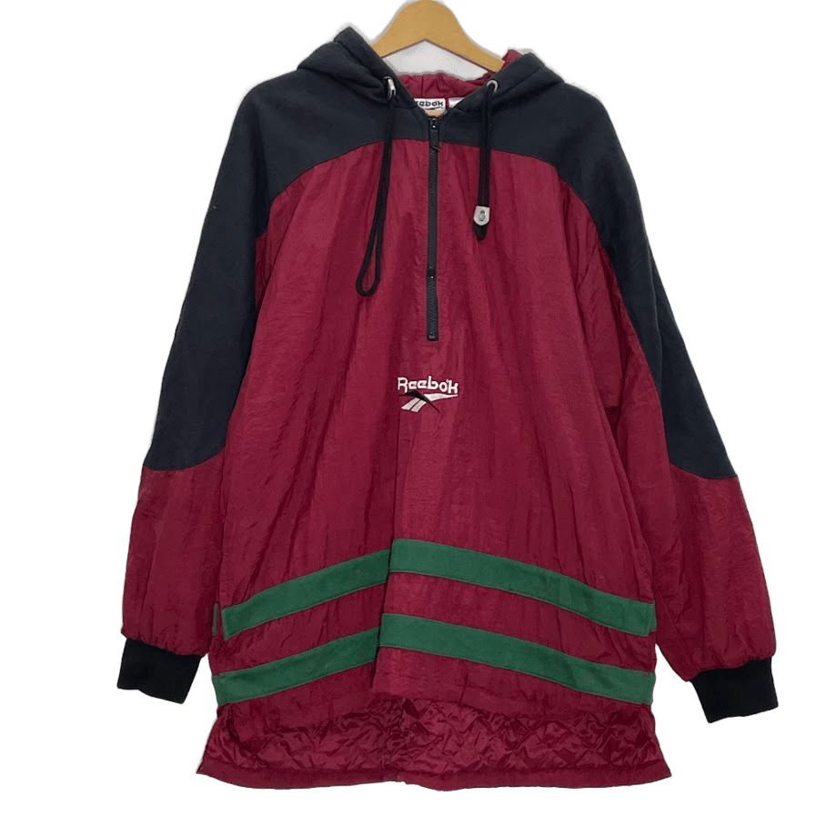 90s古着Reebokリーボックハーフジップナイロンジャケット切替デザイン Reebok - 90s Reebok ヴィンテージナイロンプルオーバー