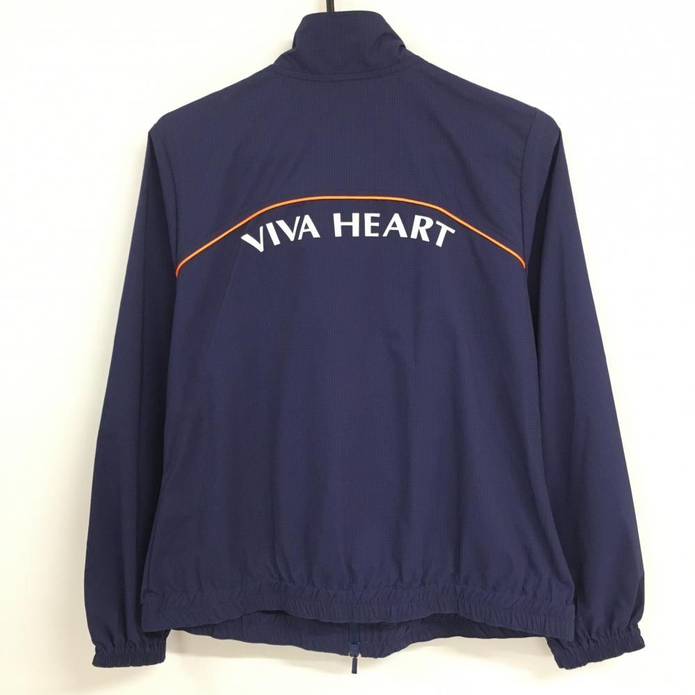 【超美品】ビバハート ジャケットブルゾン ネイビー 織生地 バックロゴ レディース 42(L) ゴルフウェア VIVA HEART