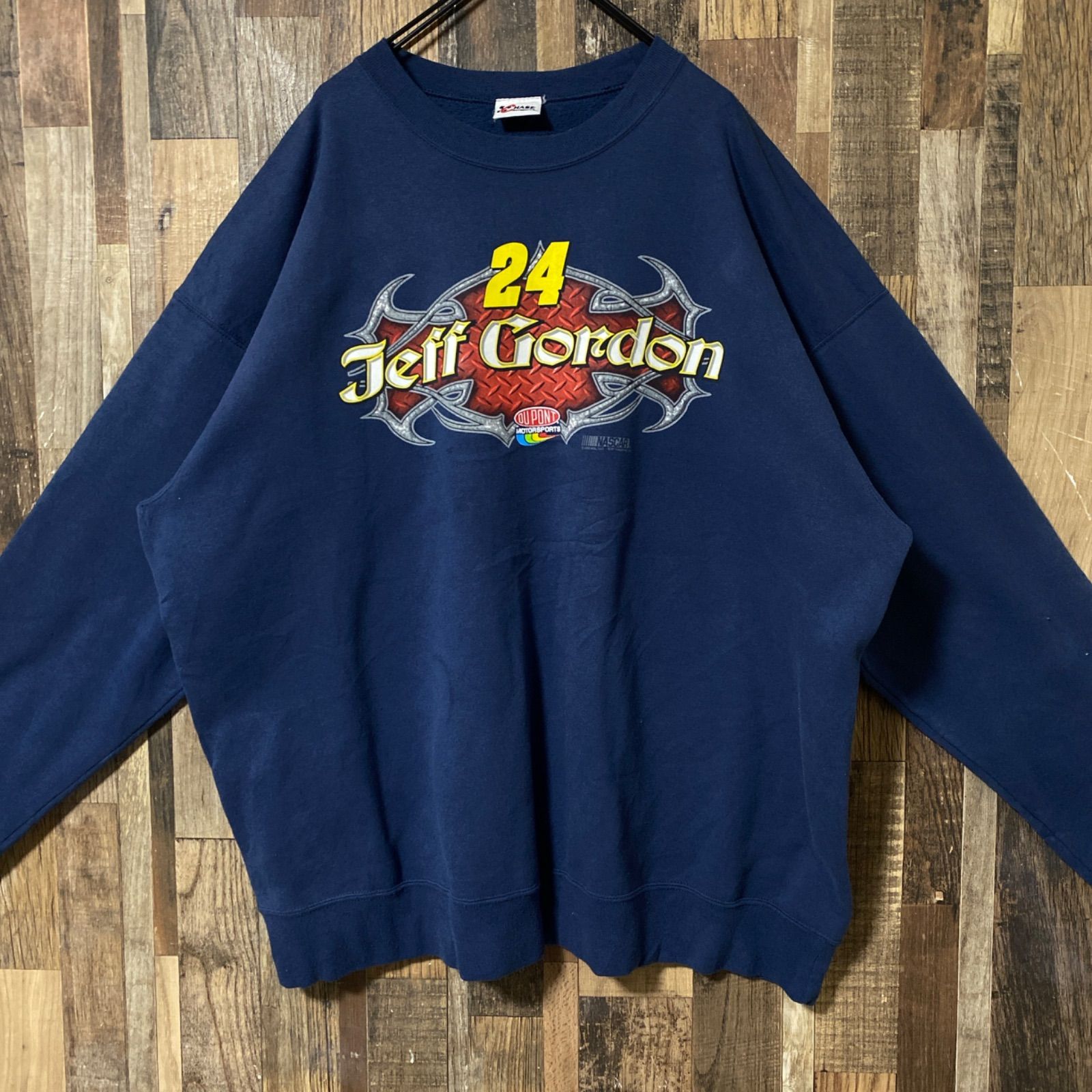 トレーナー 2XL ネイビー系 レーサー ジェフゴードン メンズ 古着 長袖