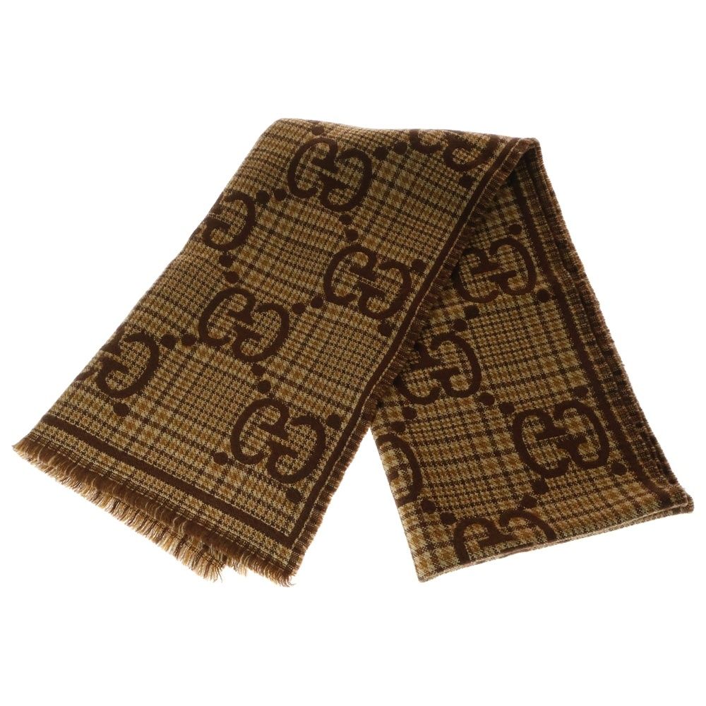 GUCCI グッチ GGウール マフラー ブラウン