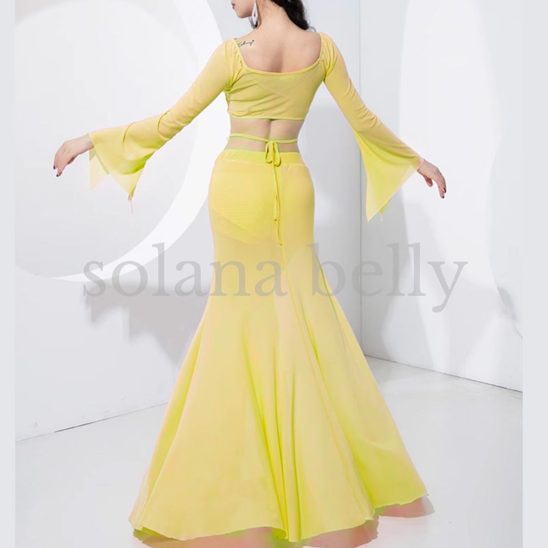 ベリーダンス レッスン着 バタフライ セットアップ イエロー LW0173YE