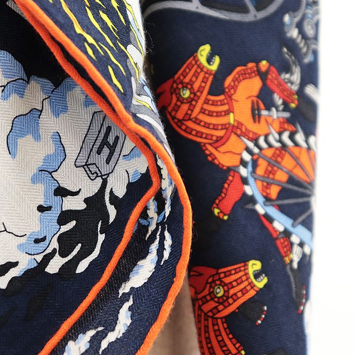 オレンジ エルメス 大判カレ カシミヤ スカーフ HERMES エルメス