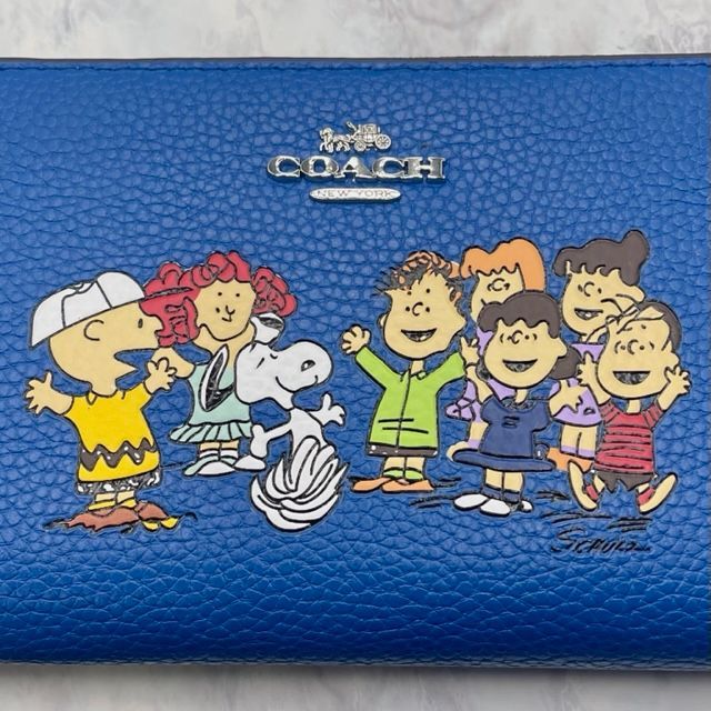 COACH コーチ ラウンドファスナー ジッピーウォレット レザーブルー