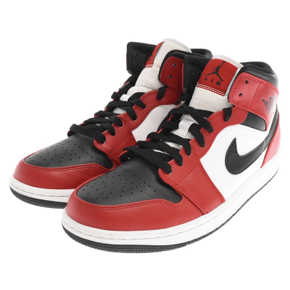 NIKE (ナイキ) AIRJORDAN 1 MID BRED TOE エアジョーダン1 ブレッド トゥ ハイカットスニーカー ホワイト/レッド  US9/27cm 554724-069 - メルカリ