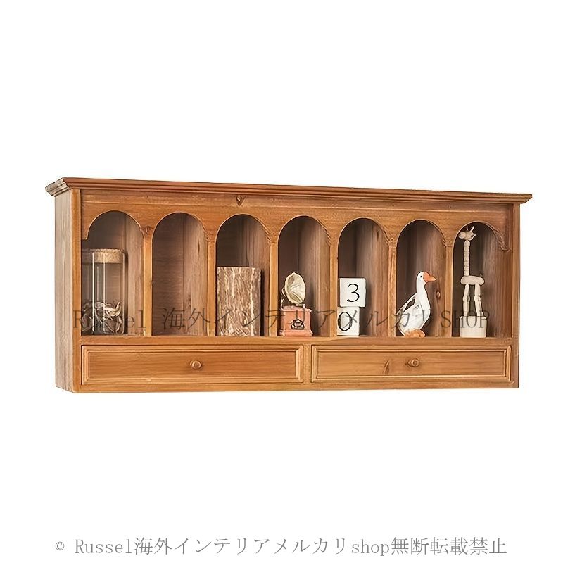 オープンラック ヴィンテージ調 引き出し 付き 木製 おしゃれ かわいい