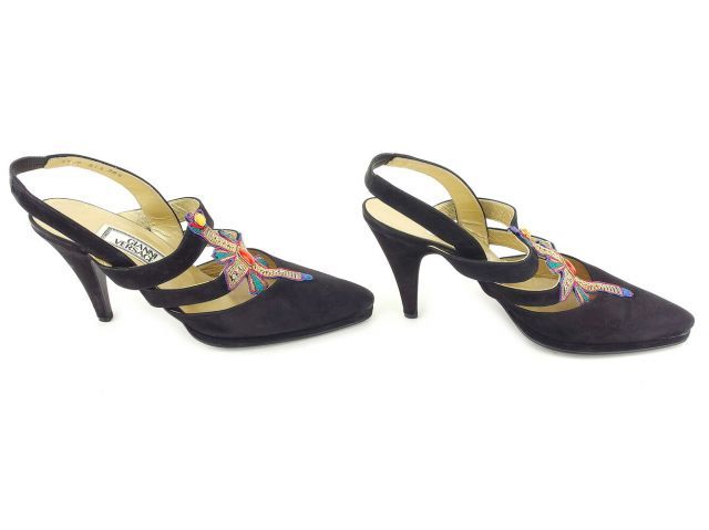 極美品 ジャンニ ベルサーチ パンプス ヒール スウェード パープル 23.5 Gianni Versace（ハイヒール/パンプス ・ パープル/紫色系）の