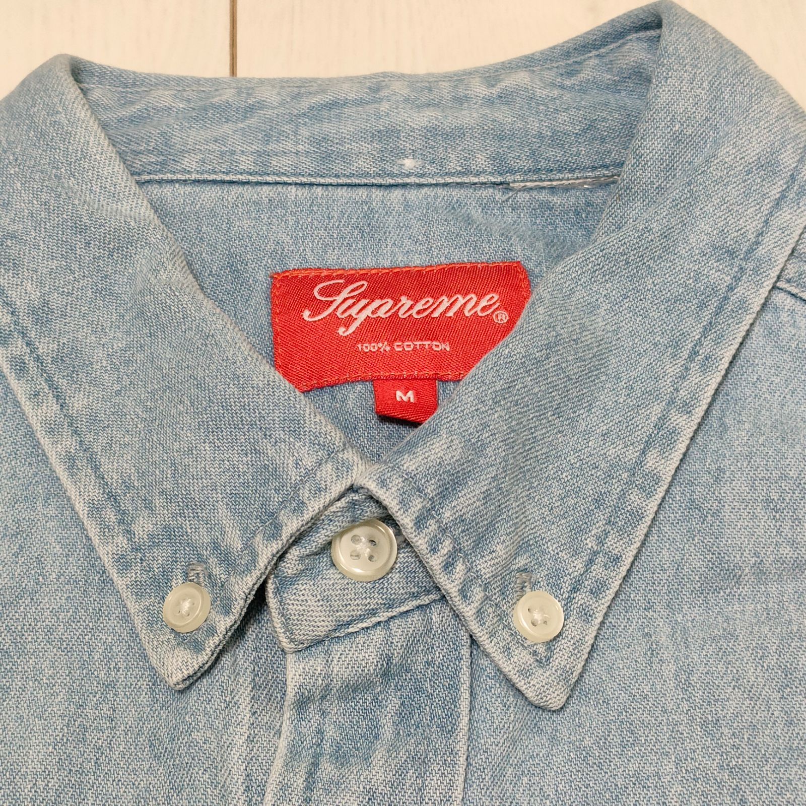 ☆】SUPREME 18SS デニム BDシャツ 袖 ロゴ 刺繍 Mサイズ （13-6728） - メルカリ