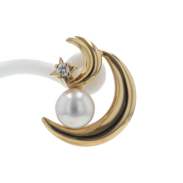 MIKIMOTO ミキモト K18YG イエローゴールド ピンブローチ ダイヤ 真珠