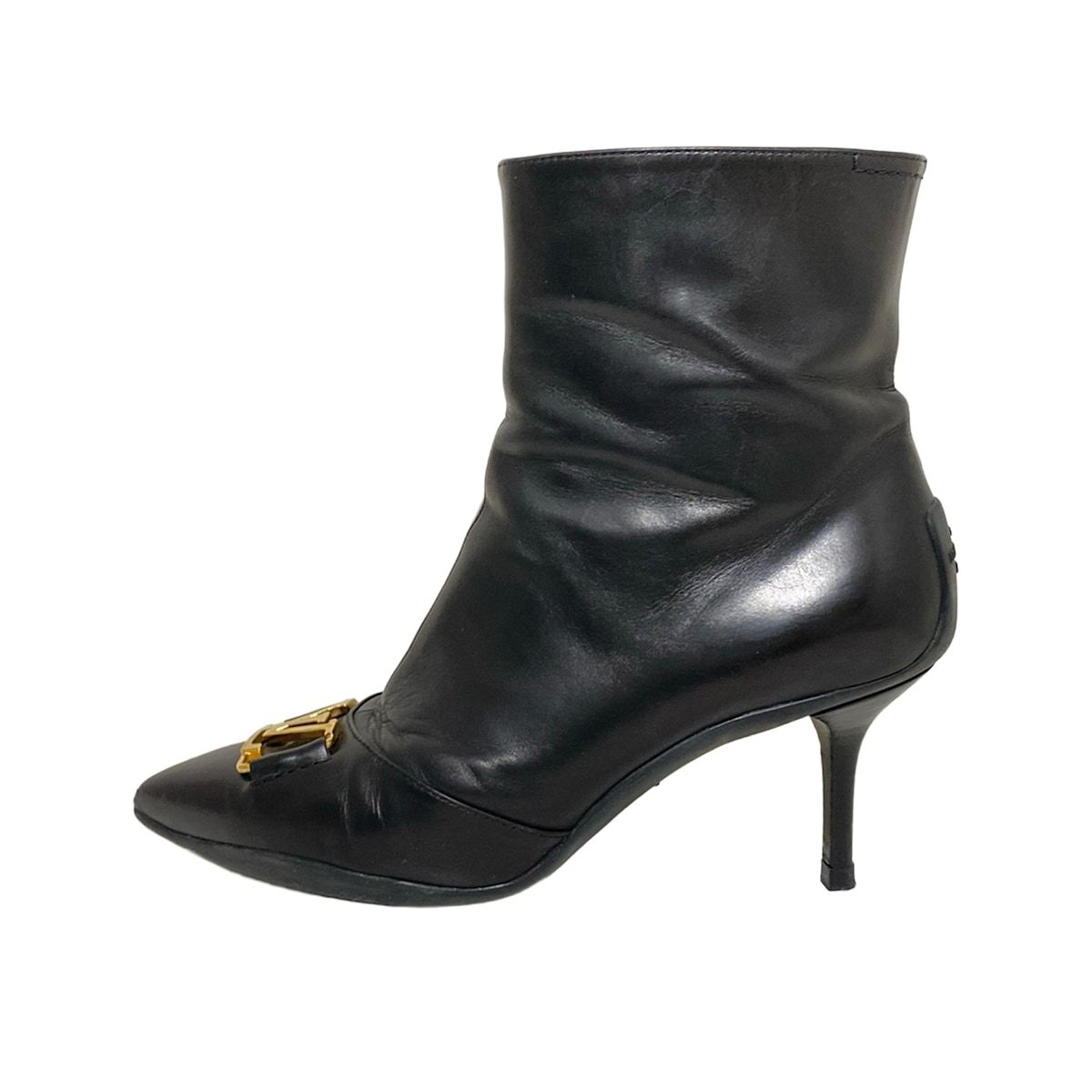 LOUIS VUITTON ルイヴィトン ショートブーツ 361|2 レディース - 黒×ゴールド レザー