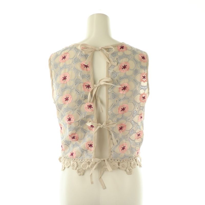 リリーブラウン Lily Brown セットアップ 上下 お花刺繍後ろリボン 