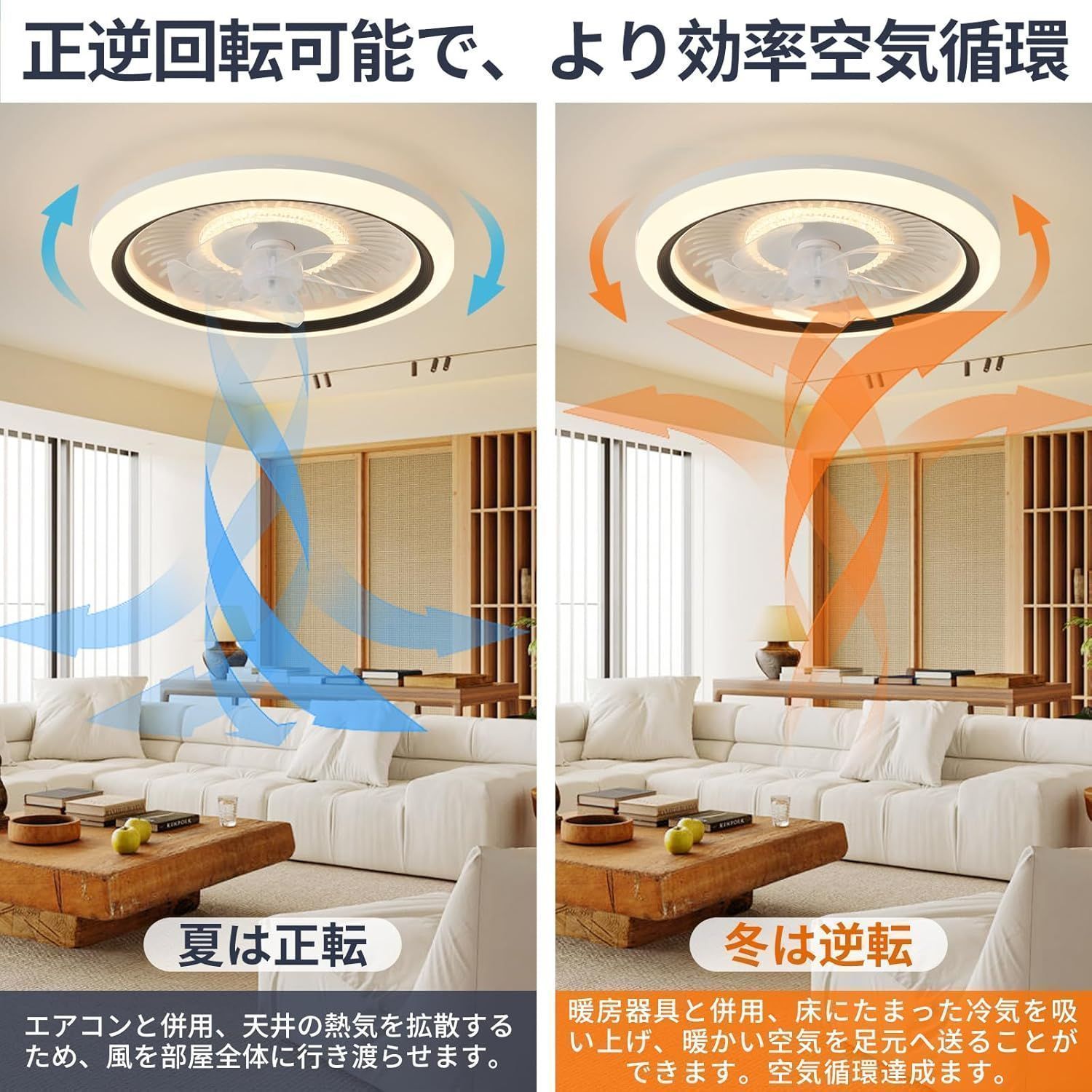 ファン付き照明 正逆回転切り替え